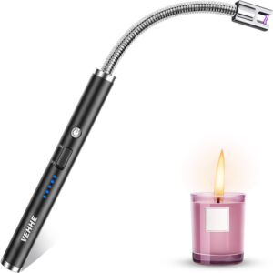 VEHHE electric arc lighter with USB charging, flexible neck, and windproof flameless ignition for candles and outdoor use