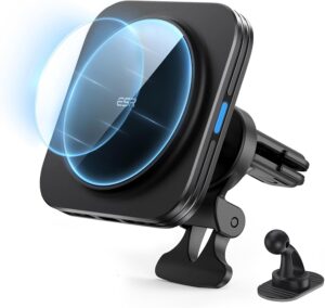 ESR HaloLock magnetic car mount with MagSafe compatibility and fast wireless charging