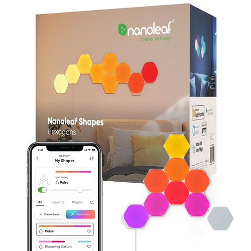 Nanoleaf Shapes Hexagons smart lighting kit with 9 multicolour panels and app control