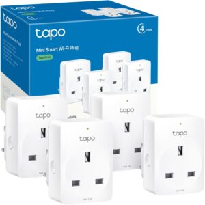 TP-Link Tapo P100 smart plug 4-pack with app-controlled scheduling and energy-saving automation