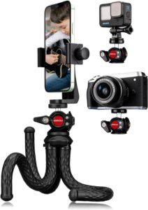 Lammcou 360-degree rotary smartphone tripod mount with adjustable clamp for action cams and mobile filming