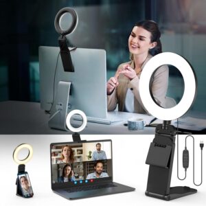 LED monitor ring light with adjustable brightness and colour temperature for video calls, streaming, and remote meetings