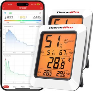 ThermoPro Bluetooth smart thermometer and hygrometer with app tracking for indoor temperature and humidity