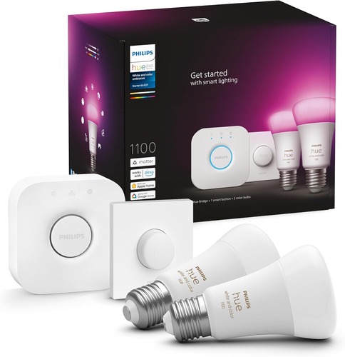 Philips Hue White and Colour Ambiance starter kit with E27 bulbs and Bluetooth connectivity