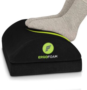 ErgoFoam adjustable foot rest with ergonomic memory foam support for under-desk comfort and improved posture at home or office